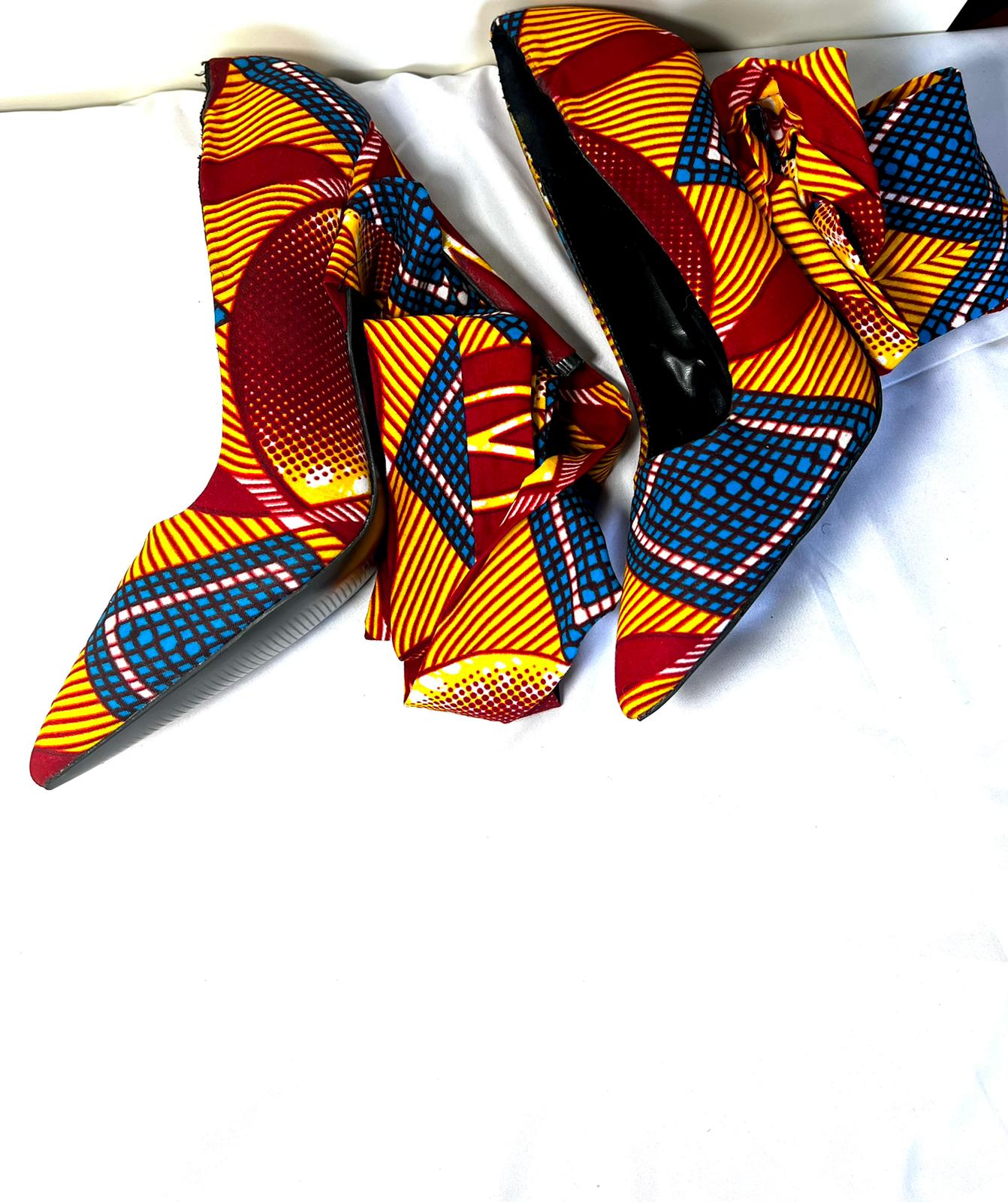 AMIZO PRINT TIED ANKLE HEELS