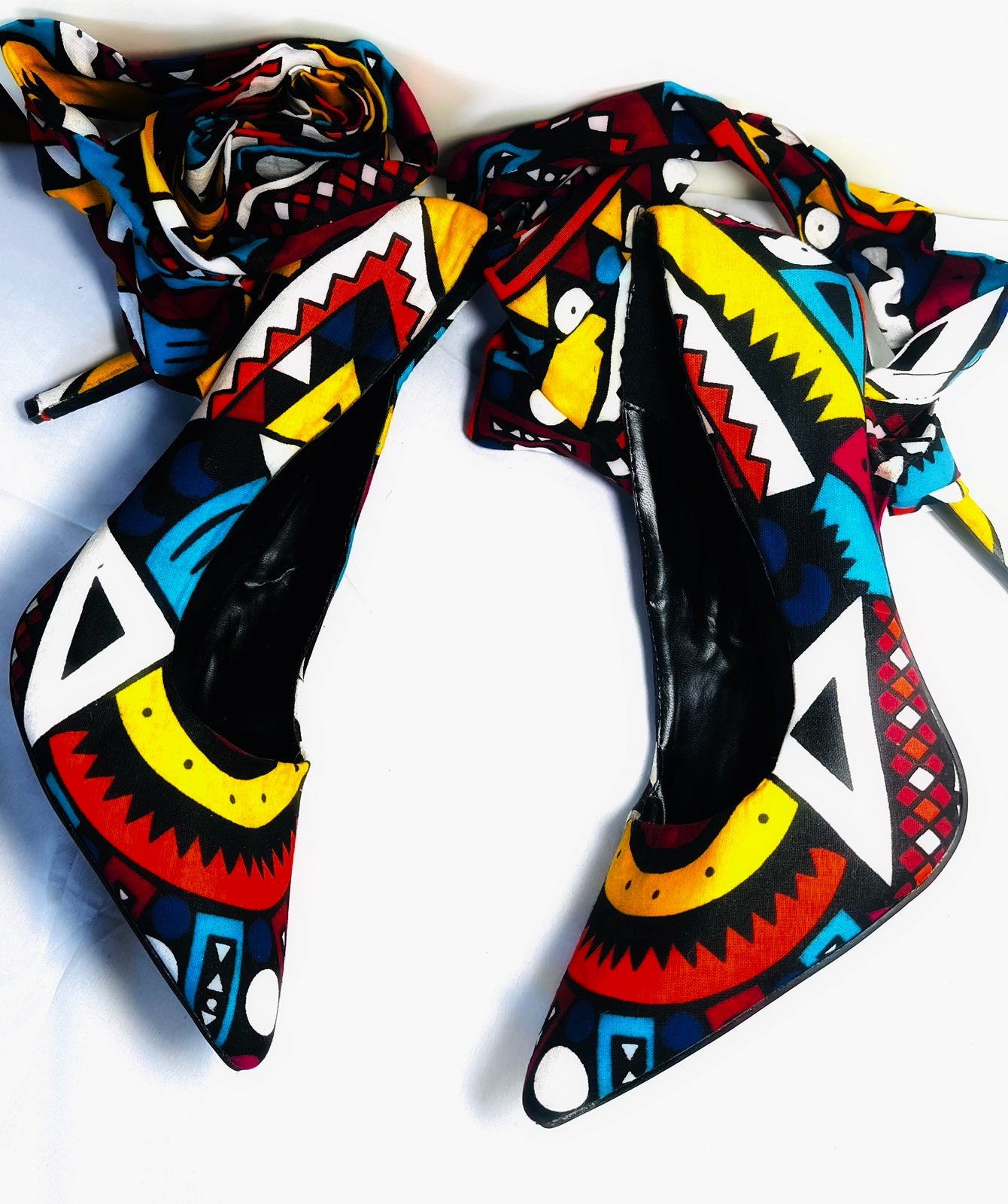 JOANA PRINT TIED  ANKLE  HEELS